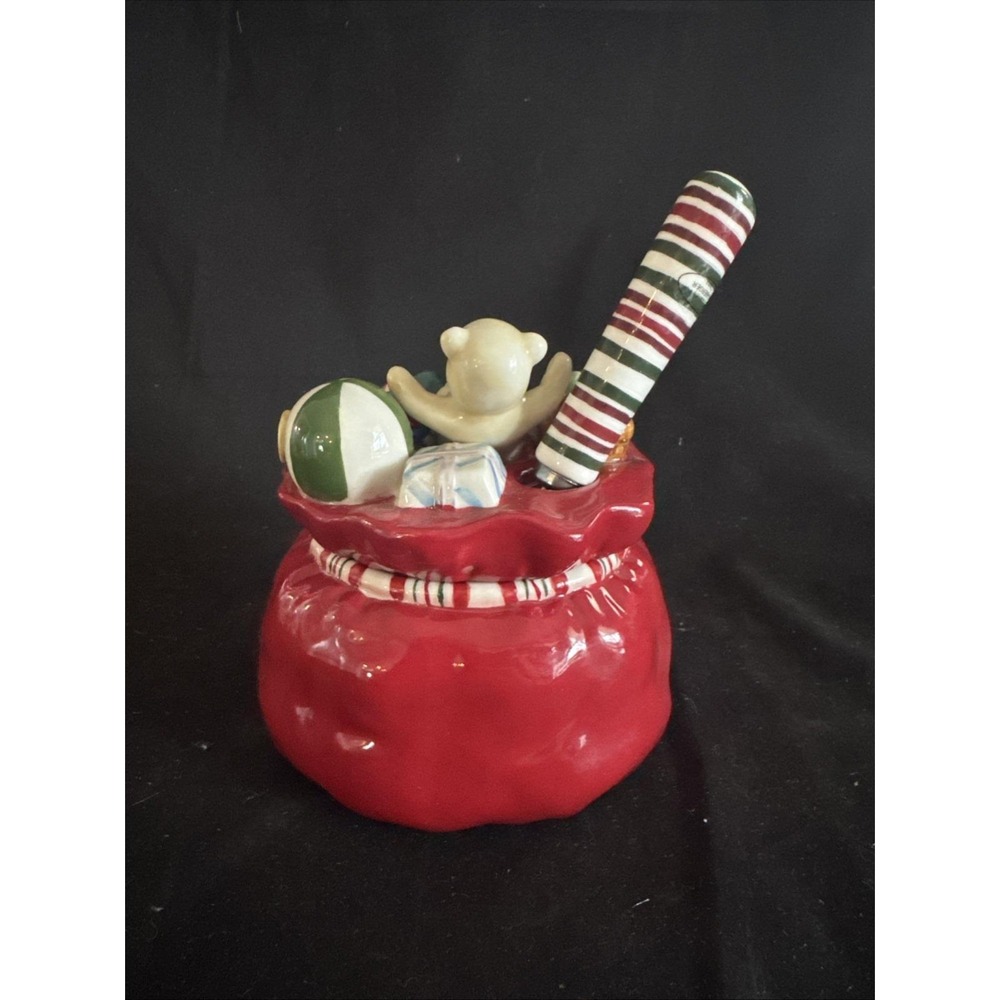 Longaberger Christmas Ceramic Candy Dish Santa's Toys Vintage - Picture 2 of 4